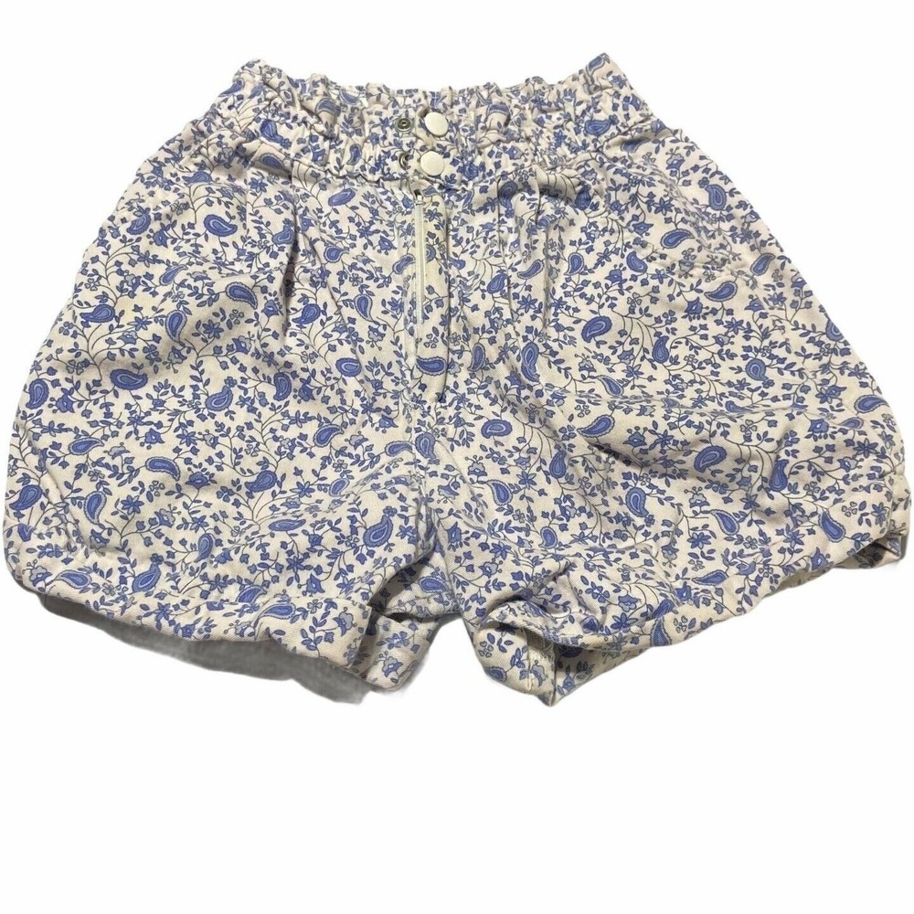 Vintage 80s New Moves Girls Shorts Size 12 White Floral Paisley denim